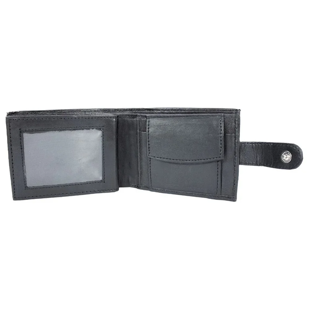 Leather Mens Wallet with Snap Closure